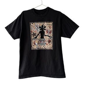 Vans Stranger Things Demogorgon Black Short Sleeve Shirt size Medium